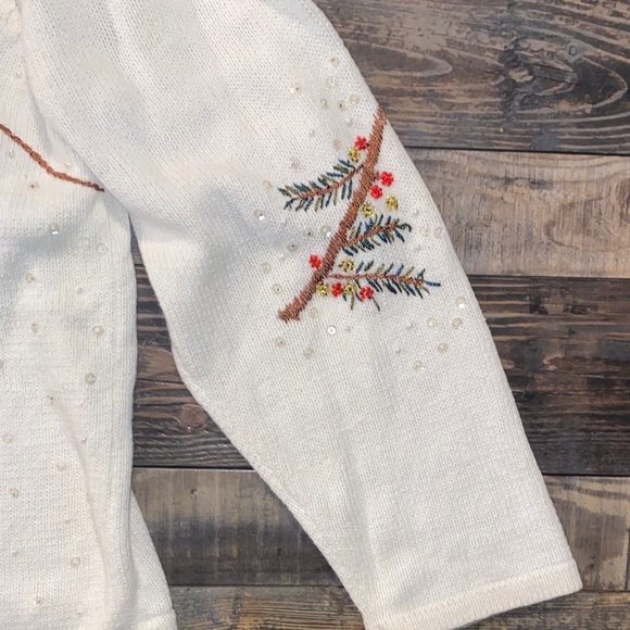 Vintage Women's sequin Cardinal Embroidered Sweater - Picture 6 of 7